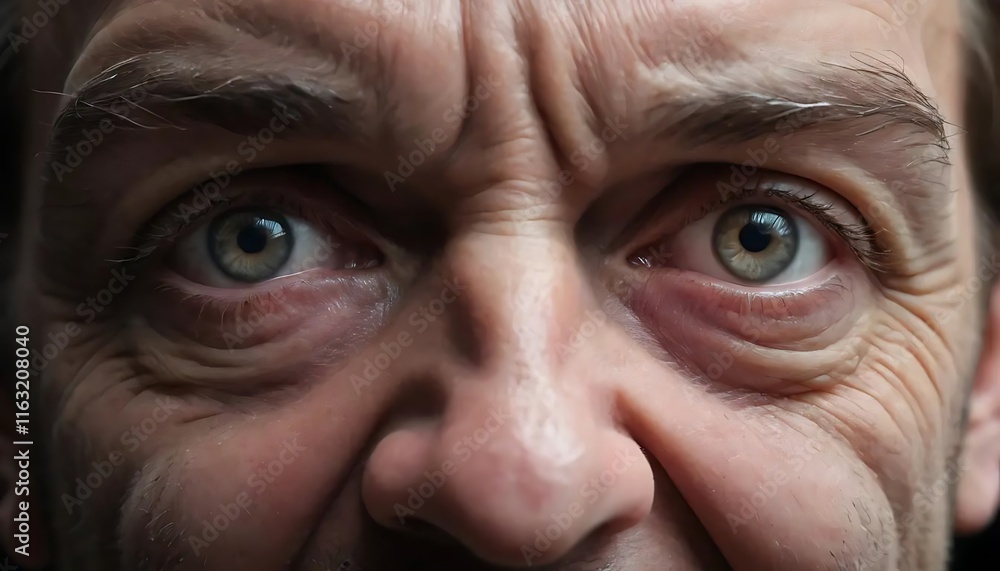 Close-up Portrait of a Man's Eyes, Showing Age and Expression Close-up Portrait of a Man's Eyes, Showing Age and Expression
