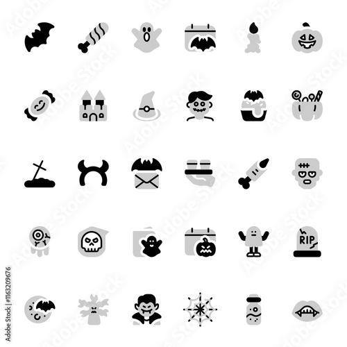 Hallowen iconset with bulk style, perfect for user interface projects