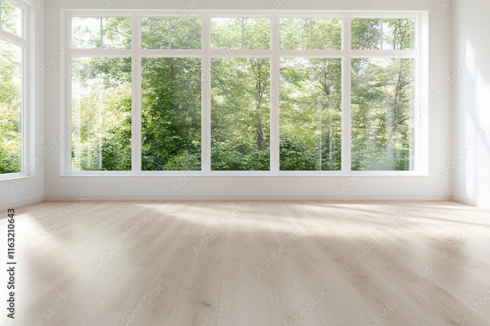 Bright, airy room with large windows overlooking lush greenery. Bright, airy room with large windows overlooking lush greenery.