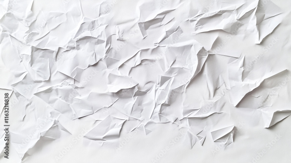 Fototapeta premium Crumpled white paper texture creating an abstract background for various designs or projects