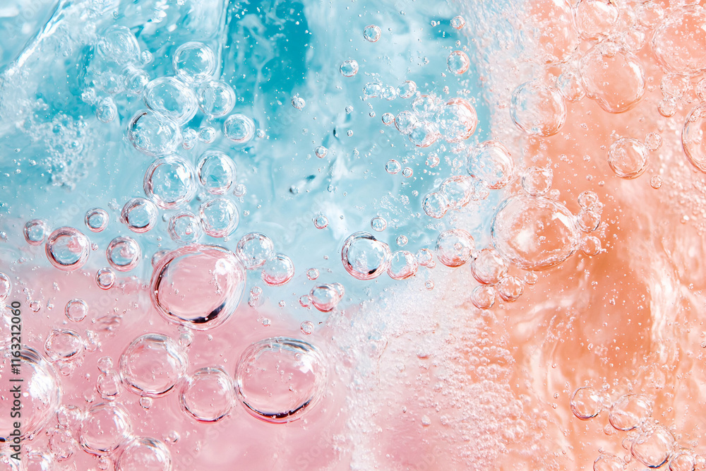Obraz premium Abstract Bubbles in Pastel Hues, A Serene Aquatic Scene Depicting Air Bubbles Rising Slowly in a Calm Liquid, Creating a Dreamlike Effect.