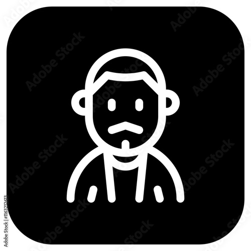 Editable man with buzz haircut and mustache avatar vector icon. User, profile, identity, persona. Part of a big icon set family. Perfect for web and app interfaces, presentations, infographics, etc