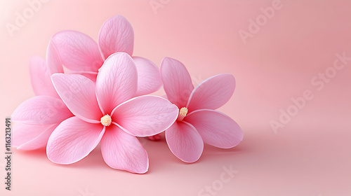 Delicate Pink Flowers on Pastel Background, Softly Resting, Beauty and Serenity, Exquisitely Blooming.
