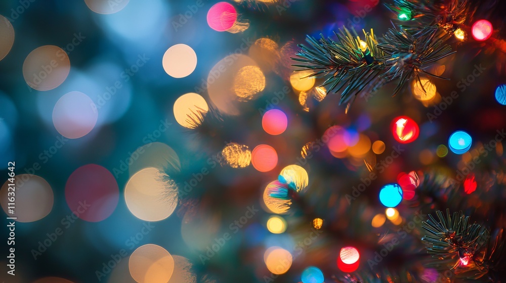 Soft glowing christmas light bokeh effect on dark background, holiday decoration Soft glowing christmas light bokeh effect on dark background, holiday decoration