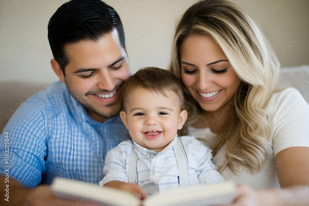 Happy Family Reading Book Together, Sharing Joyful Moments of Love and Connection. Happy Family Reading Book Together, Sharing Joyful Moments of Love and Connection.