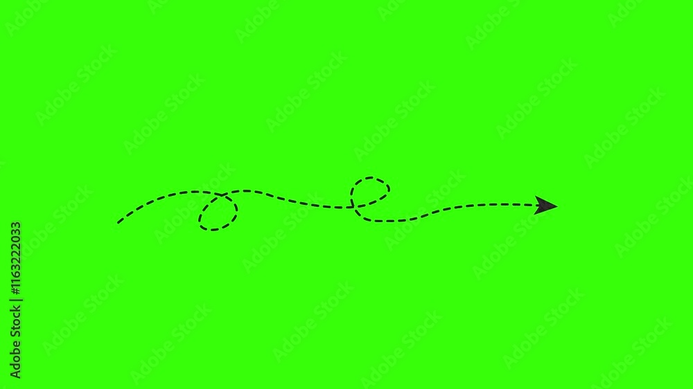 Dotted curve arrow animation on green screen Dotted curve arrow animation on green screen
