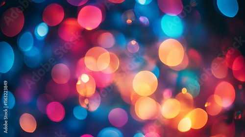 Vibrant colorful bokeh lights background with soft glow and gradient effects photo