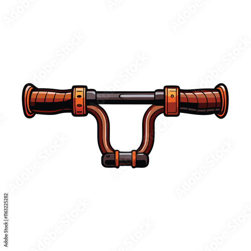Create a detailed illustration of bicycle handlebars, showcasing various grip types and materials.  Include close-up detail and realistic textures.