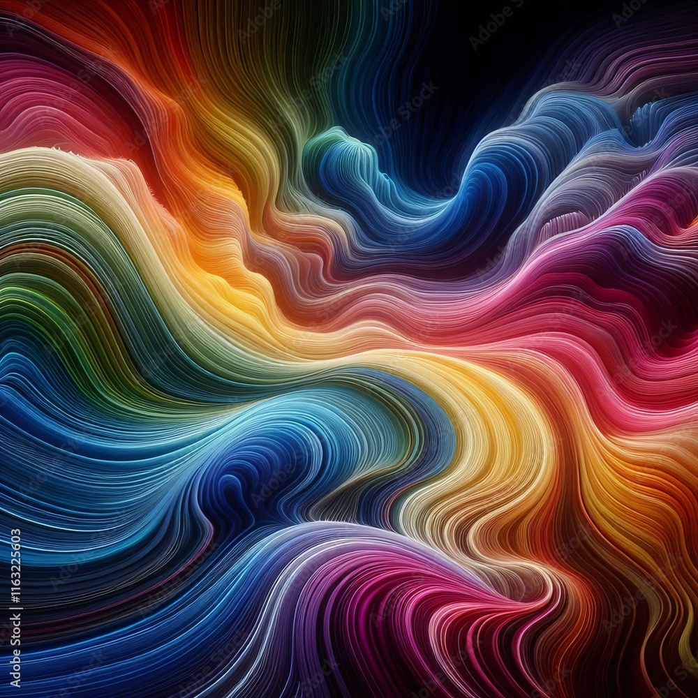 Chromatic Waves Fluid lines in a spectrum of colors that undulat Chromatic Waves Fluid lines in a spectrum of colors that undulat