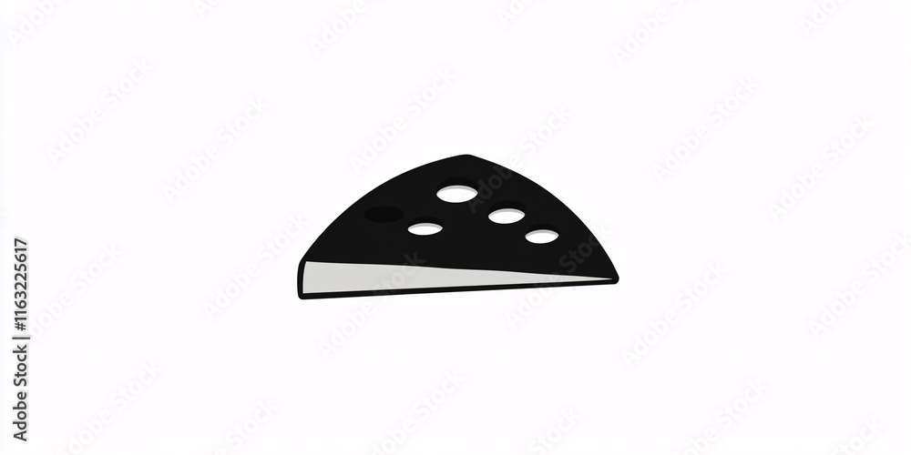 Simple black and white illustration of a cheese slice. Simple black and white illustration of a cheese slice.