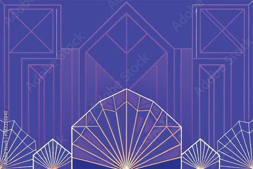 Design a luxurious Art Deco inspired illustration featuring geometric patterns, stylized flora, and a rich color palette.  Emphasize opulent details and smooth lines. photo