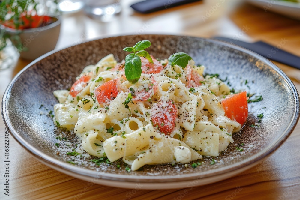 Creamy Pasta Dish with Tomatoes and Basil Creamy Pasta Dish with Tomatoes and Basil