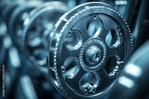 Close-Up of Metal Wheels Arranged in Rows photo