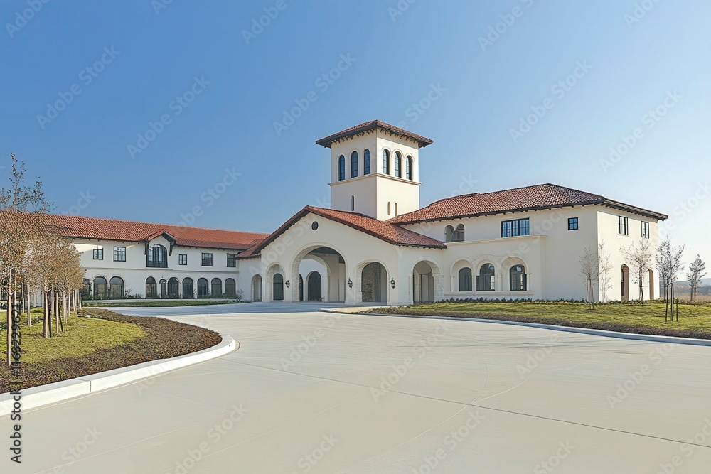 Elegant Mediterranean Style Building with Tower