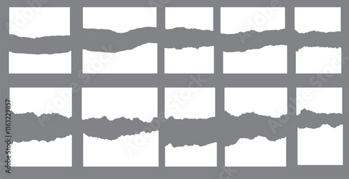 A realistic set of ripped white paper sheets Png isolated on a transparent texture background