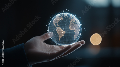 Global Connection: A hand g...
