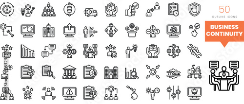 Wallpaper Mural Set of minimalist linear business continuity icons. Vector illustration Torontodigital.ca