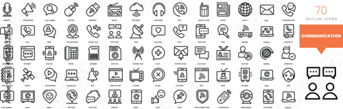 Set of minimalist linear communication icons. Vector illustration