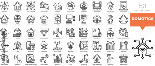 Set of minimalist linear domotics icons. Vector illustration