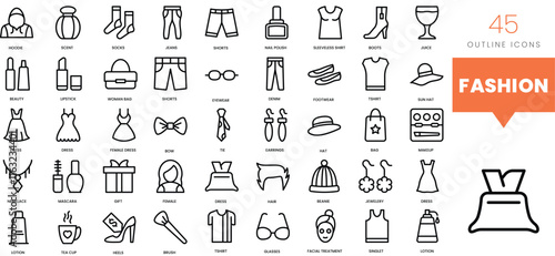 Set of minimalist linear fashion icons. Vector illustration