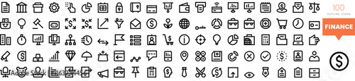 Set of minimalist linear finance icons. Vector illustration