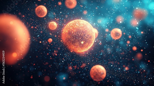 Wallpaper Mural A radiant bokeh-inspired texture of glowing orbs in pastel shades of orange, pink, and lavender, layered softly over a sleek dark gradient background for an ethereal and calming effect.  Torontodigital.ca