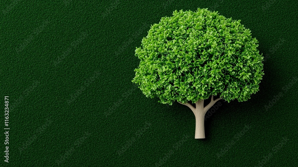 Green Harmony: A miniature tree on a dark green background evokes a sense of environmental consciousness and growth. Green Harmony: A miniature tree on a dark green background evokes a sense of environmental consciousness and growth.