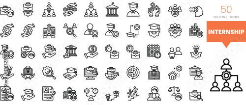 Wallpaper Mural Set of minimalist linear internship icons. Vector illustration Torontodigital.ca