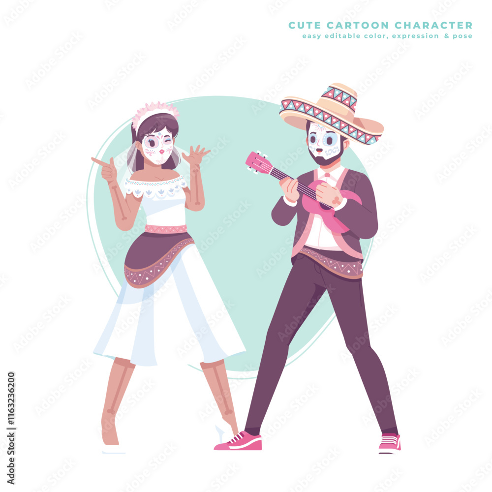 dia de muertos cute cartoon character dia de muertos cute cartoon character