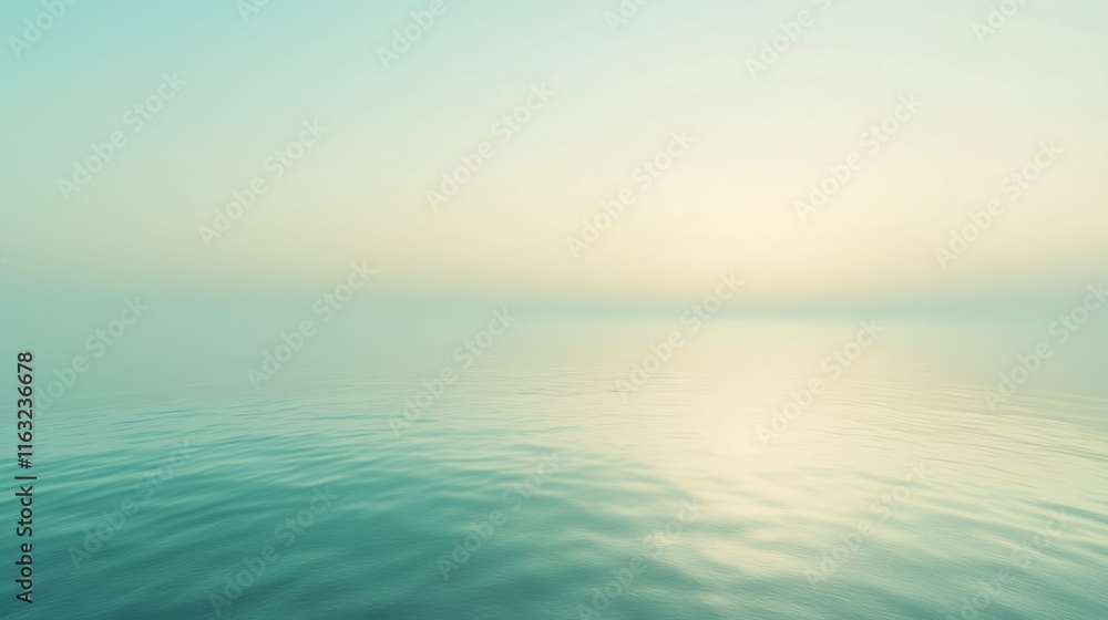 Obraz premium Serene seascape at dawn with gentle waves reflecting soft sunlight on the calm ocean