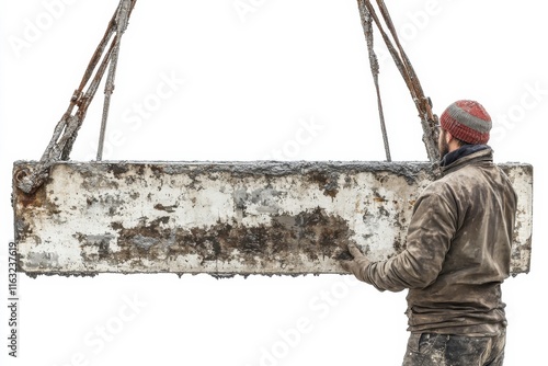 Worker Lifting Molten Metal with Crane in Foundry photo