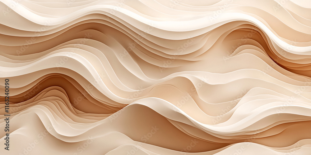3D rendered abstract artwork featuring beige waves.