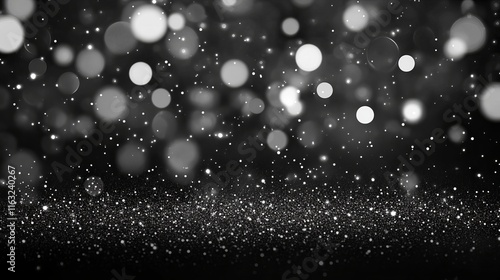 Glittering vintage lights with silver and black bokeh effect, defocused christmas background, vector illustration photo