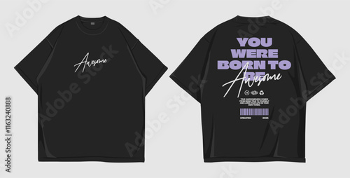 Design street wear, mockup t-shirt oversize front and back