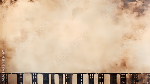 Vintage film strip border with a sepia tone background