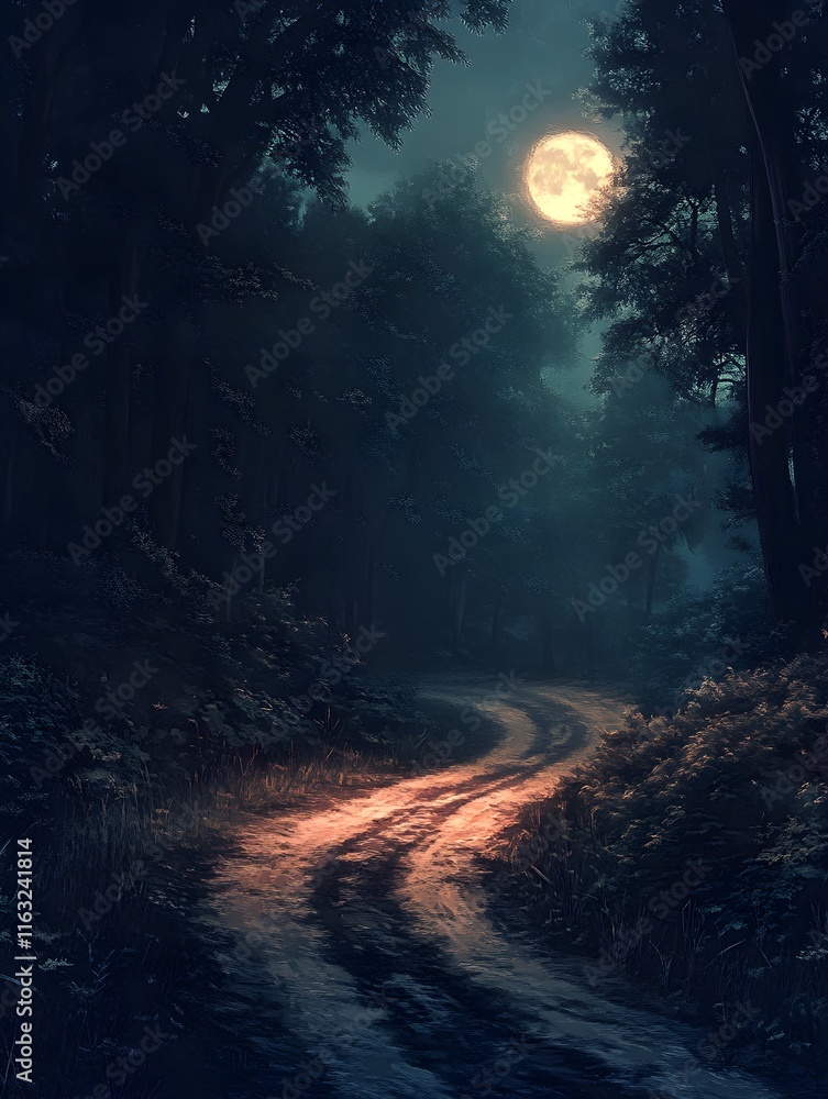 Fototapeta premium Moonlit Forest Path