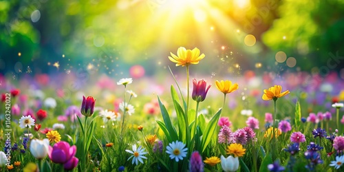 Wide-Angle Spring Bloom: Blurred Nature Background, Generative , HD Wallpaper