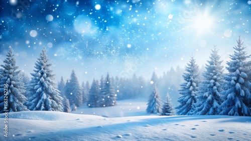 Wallpaper Mural Winter Wonderland Snowy Landscape Background: Wide-Angle Christmas New Year Snow Scene Torontodigital.ca