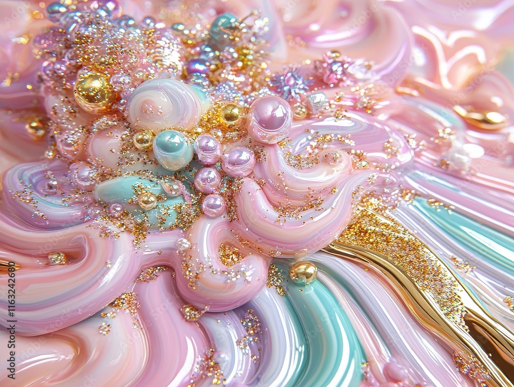 A radiant holographic texture of shimmering waves glowing softly in pastel tones of pink, aqua, and gold. Scatter delicate glitter particles across the surface to enhance the ethereal and magical A radiant holographic texture of shimmering waves glowing softly in pastel tones of pink, aqua, and gold. Scatter delicate glitter particles across the surface to enhance the ethereal and magical