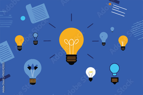 Illustrate a vibrant, creative brain brainstorming; depict neurons firing, colorful ideas swirling, lightbulb moments.