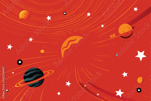 Design a vibrant cosmic-themed vector background featuring nebulae, stars, galaxies, and planets.  Include swirling colors and cosmic dust for a dreamy effect.