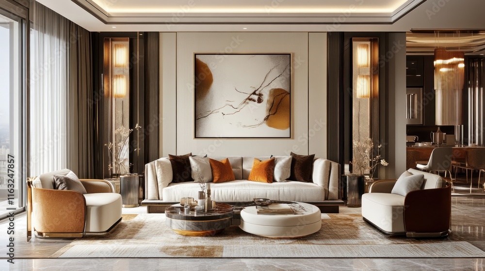 Mockup poster frame on the living room wall of a luxury apartment, AI generated image Mockup poster frame on the living room wall of a luxury apartment, AI generated image