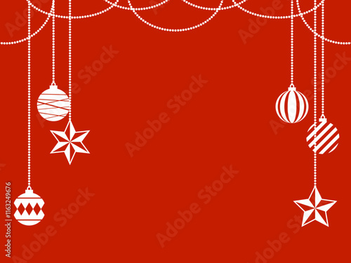 フラットクリスマスボール＆スターオーナメントフレームD：白