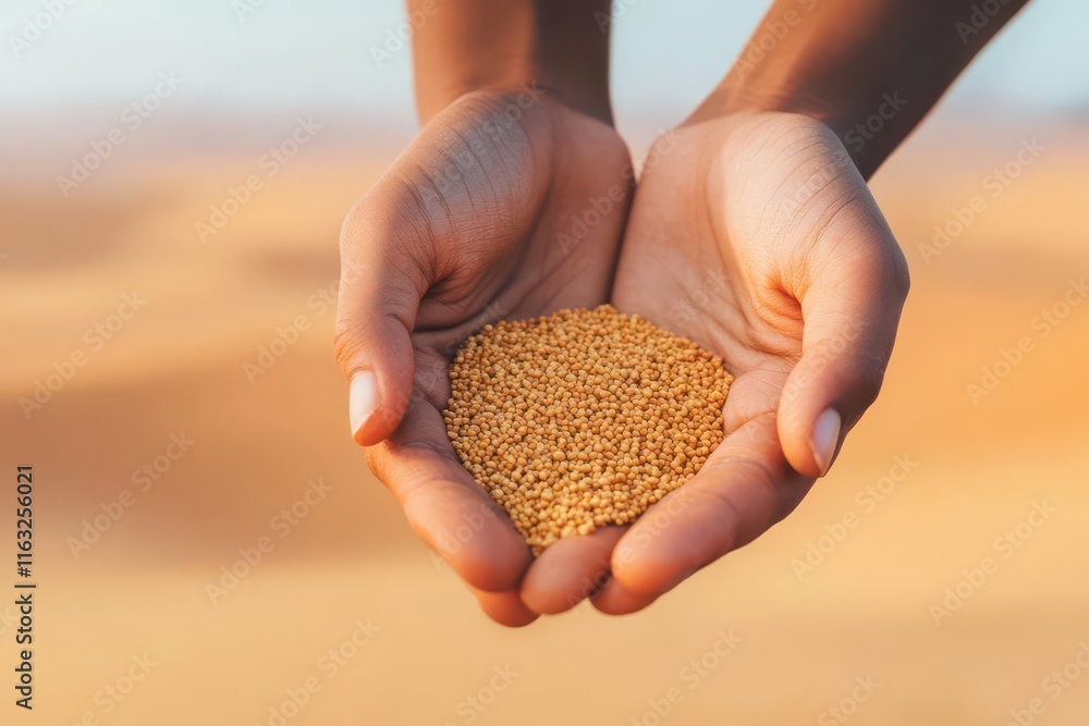Weathered hands with grains of golden sand slipping through fingers, set against a desolate desert backdrop, soft focus, warm tones, surrealism Weathered hands with grains of golden sand slipping through fingers, set against a desolate desert backdrop, soft focus, warm tones, surrealism
