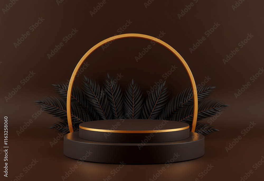 Elegant Brown and Gold Commercial Display Platform Mockup Elegant Brown and Gold Commercial Display Platform Mockup
