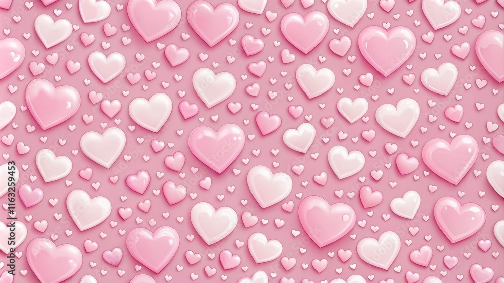 A Lovely Pattern of Pink and White Hearts on a Pale Pink Background A Lovely Pattern of Pink and White Hearts on a Pale Pink Background