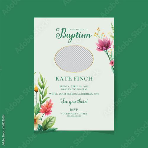 Baptism background. Baptism template. Baptism Invitation Card Design with Cross and Birds. Vector illustration.