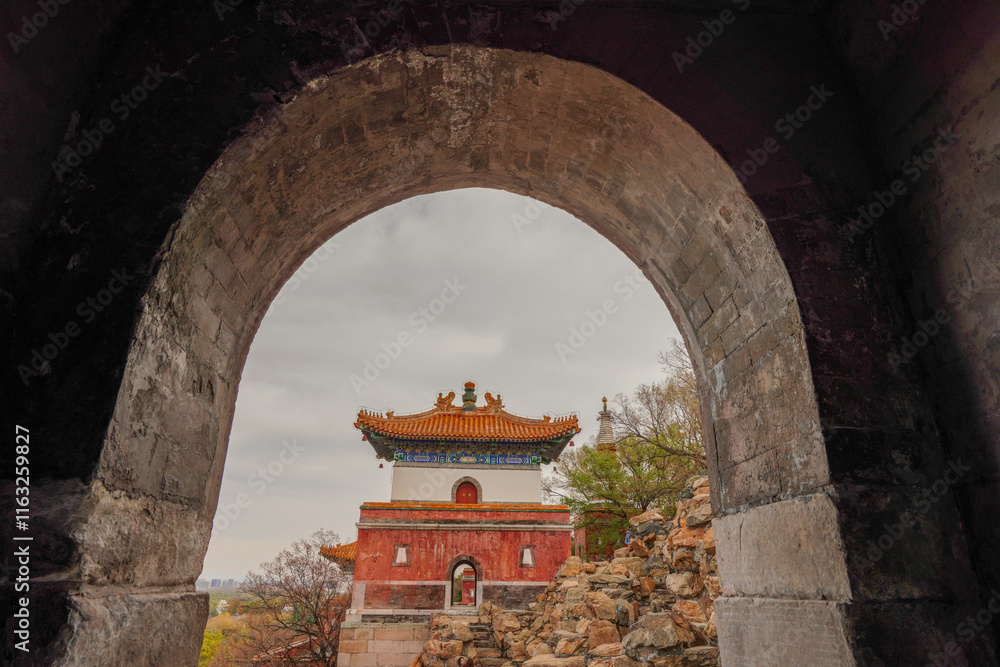 Tibetan architecture in the Four Great Regions of Summer Palace in Beijing.