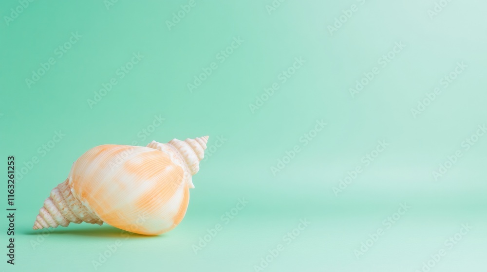 Minimalist Seashell on Pastel Mint Background Elegant Coastal Decor Concept Minimalist Seashell on Pastel Mint Background Elegant Coastal Decor Concept