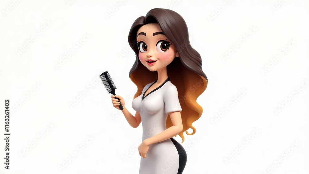 A female hairdresser with a spray bottle, conveying care and style, ideal for beauty and fashion content A female hairdresser with a spray bottle, conveying care and style, ideal for beauty and fashion content